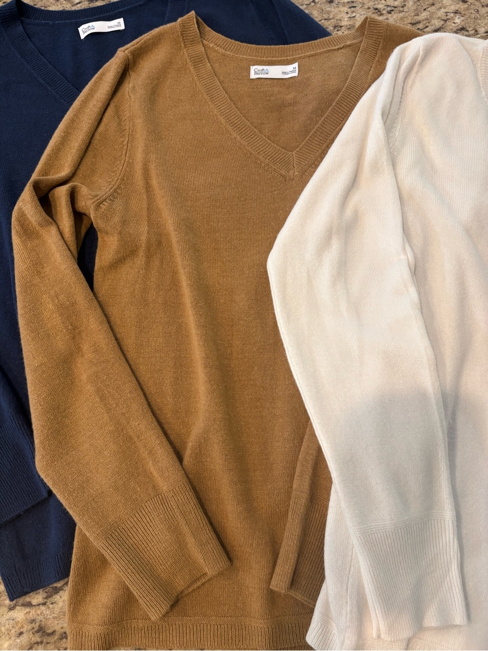 croft & barrow V-Neck Sweater Set in Navy, Camel, Ivory - Picture 6 of 16